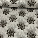 Brown Floral Flowers Heavy Upholstery Fabric 140cm, Beige - Bull Ring Fabrics