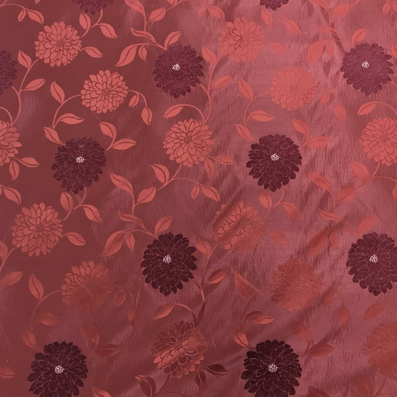 Brown Floral Upholstery Curtain Brocade Fabric 140cm - Bull Ring Fabrics