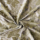Brown Floral Velvet Flock Taffeta Fabric, Brown - Bull Ring Fabrics