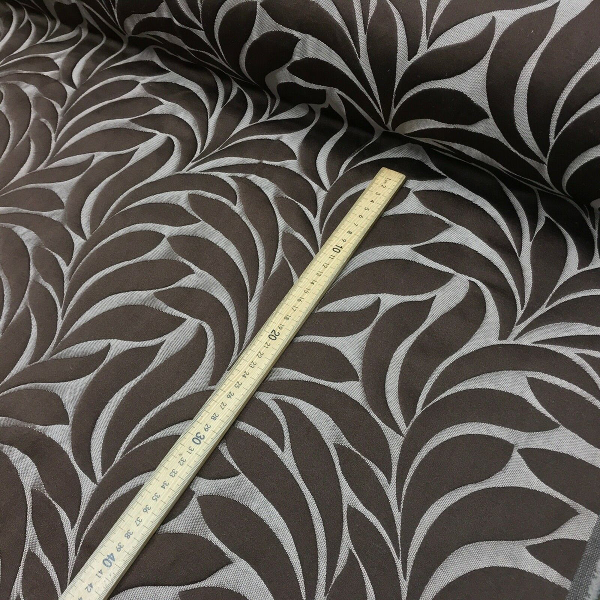Brown Leaves Floral Curtain Brocade Fabric, 140cm - Bull Ring Fabrics