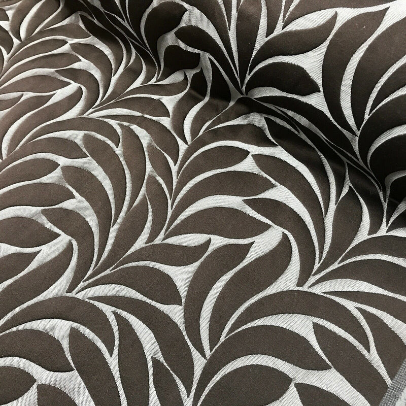 Brown Leaves Floral Curtain Brocade Fabric, 140cm - Bull Ring Fabrics