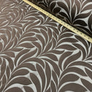 Brown Leaves Floral Curtain Brocade Fabric, 140cm - Bull Ring Fabrics