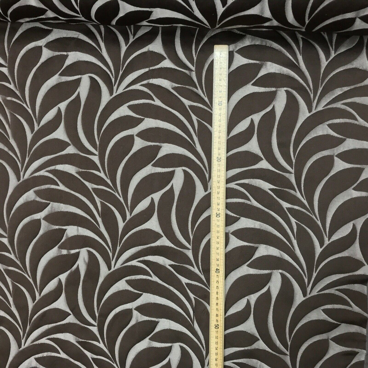 Brown Leaves Floral Curtain Brocade Fabric, 140cm - Bull Ring Fabrics