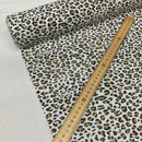 Brown Leopard Spots Animal Print Polycotton Fabric, White - Bull Ring Fabrics