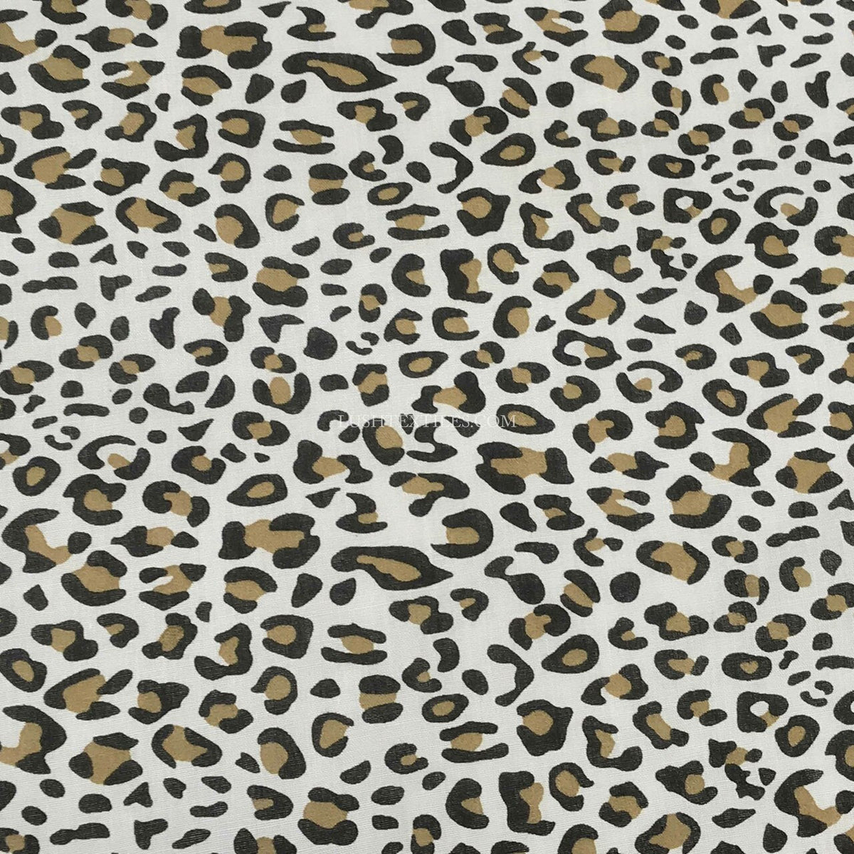 Brown Leopard Spots Animal Print Polycotton Fabric, White - Bull Ring Fabrics