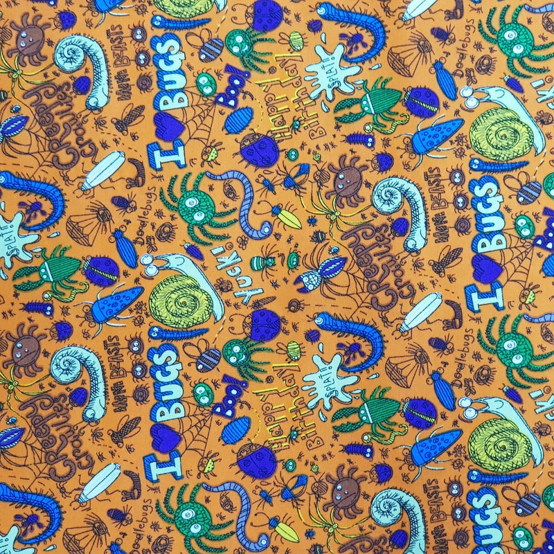 Bugs & Spiders Cotton Poplin Fabric, Orange - Bull Ring Fabrics