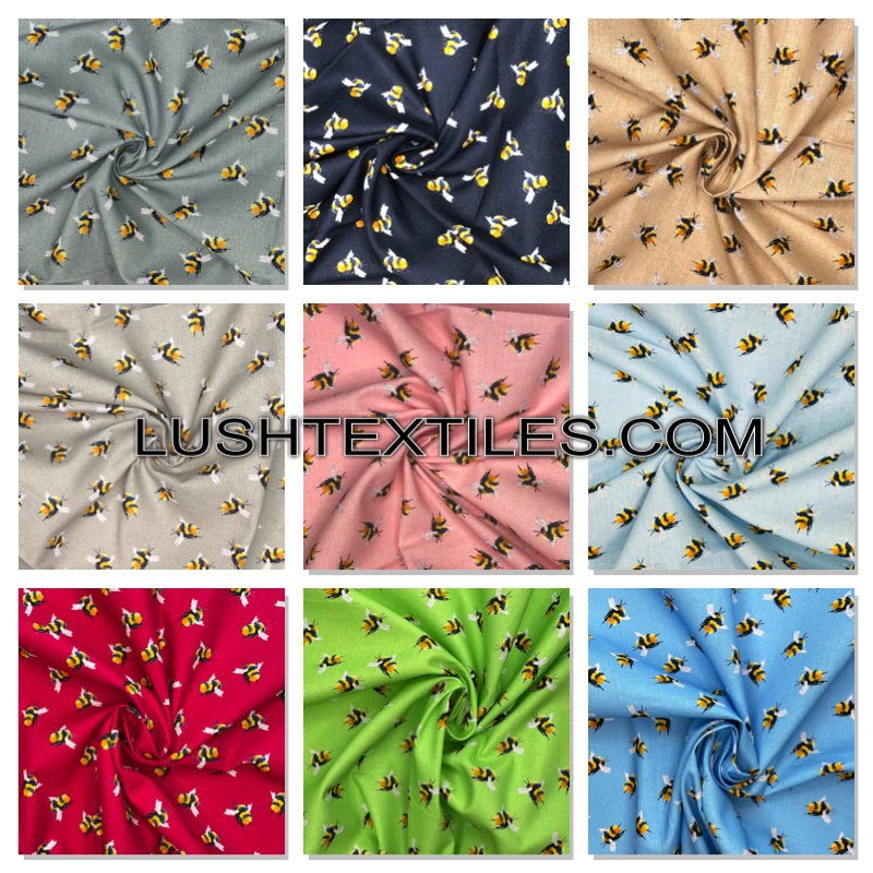 Bumble Bee 100% Cotton Craft Quilting Fabric 140cm Wide - Bull Ring Fabrics