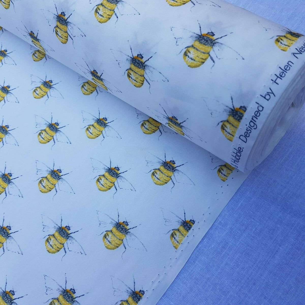 Bumblebee Cotton Poplin Fabric Rose & Hubble Dress Skirt, Ivory/Cream - Bull Ring Fabrics
