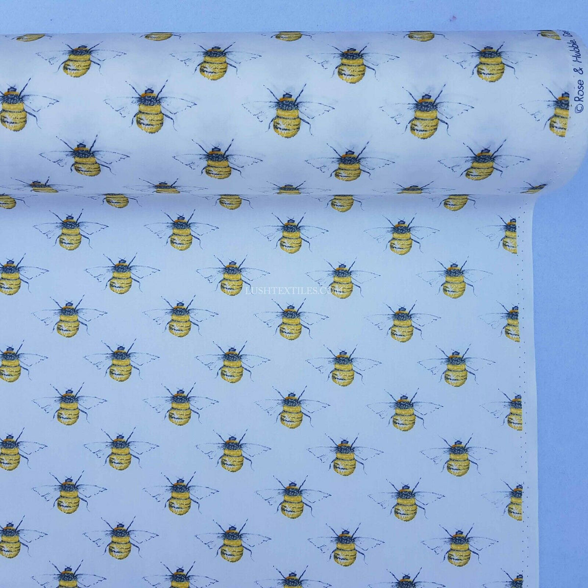 Bumblebee Cotton Poplin Fabric Rose & Hubble Dress Skirt, Ivory/Cream - Bull Ring Fabrics