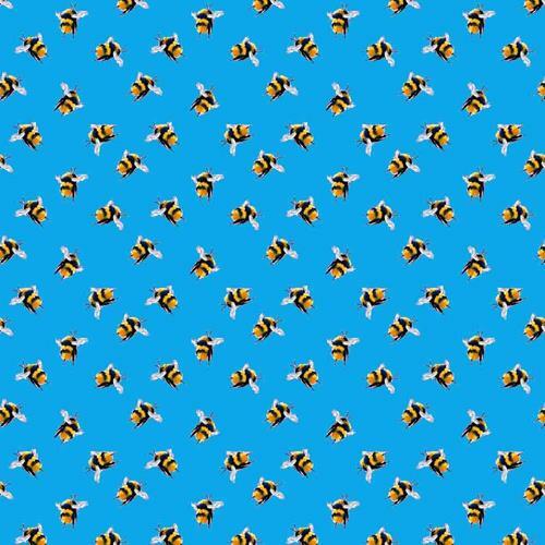 Bumblebee Digital Cotton Craft Bee Fabric 140cm, Turquoise - Bull Ring Fabrics