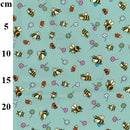 Bumblebee & Flowers Rose & Hubble Cotton Poplin Fabric - Bull Ring Fabrics