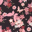Butterfly Floral Flowers Rose & Hubble Cotton Fabric - Bull Ring Fabrics
