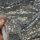 Bling Sequins Tulle Net Fabric, Grey