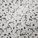 By The Metre Black Floral Leaf PVC Printed Tablecloth