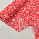 Xmas Snowflakes Christmas Polycotton Fabric 45", Red