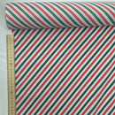 Christmas Candy Stripes Polycotton Fabric 45", Red/Green/White