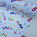 By The Metre Kids Unicorn PVC Printed Tablecloth, White