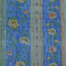 Floral Roses Cotton Print Vintage Fabric, Yellow/Blue