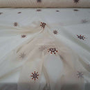 Cream Starbuzz Embroidery Floral Voile Fabric Net Curtain 150cm