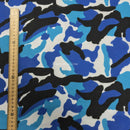 Camouflage Army Polycotton Dress Fabric, Blue - Bull Ring Fabrics