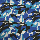 Camouflage Army Polycotton Dress Fabric, Blue - Bull Ring Fabrics