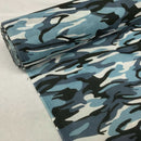 Camouflage Army Polycotton Dress Fabric, Sky - Bull Ring Fabrics