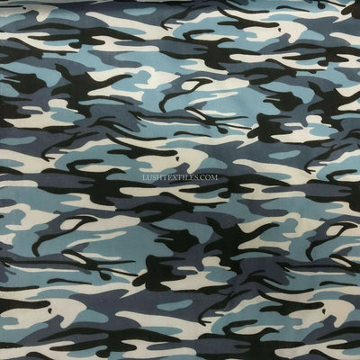 Camouflage Army Polycotton Dress Fabric, Sky - Bull Ring Fabrics