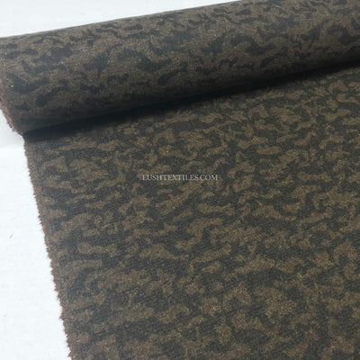 Camouflage Print Wool Blend Fabric, Brown - Bull Ring Fabrics