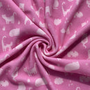 Cats Kittens Printed Polar Fleece Fabric, Pink - Bull Ring Fabrics