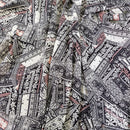 Abstract Designer Viscose Fabric, Ecru