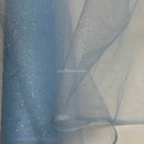 Stardust Soft Veiling Tulle Sparkle Glitter Net Fabric, Sky Blue
