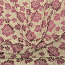 Cerise Pink Flower Upholstery Curtain Brocade Fabric 140cm, Brown - Bull Ring Fabrics