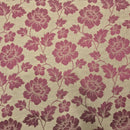 Cerise Pink Flower Upholstery Curtain Brocade Fabric 140cm, Brown - Bull Ring Fabrics
