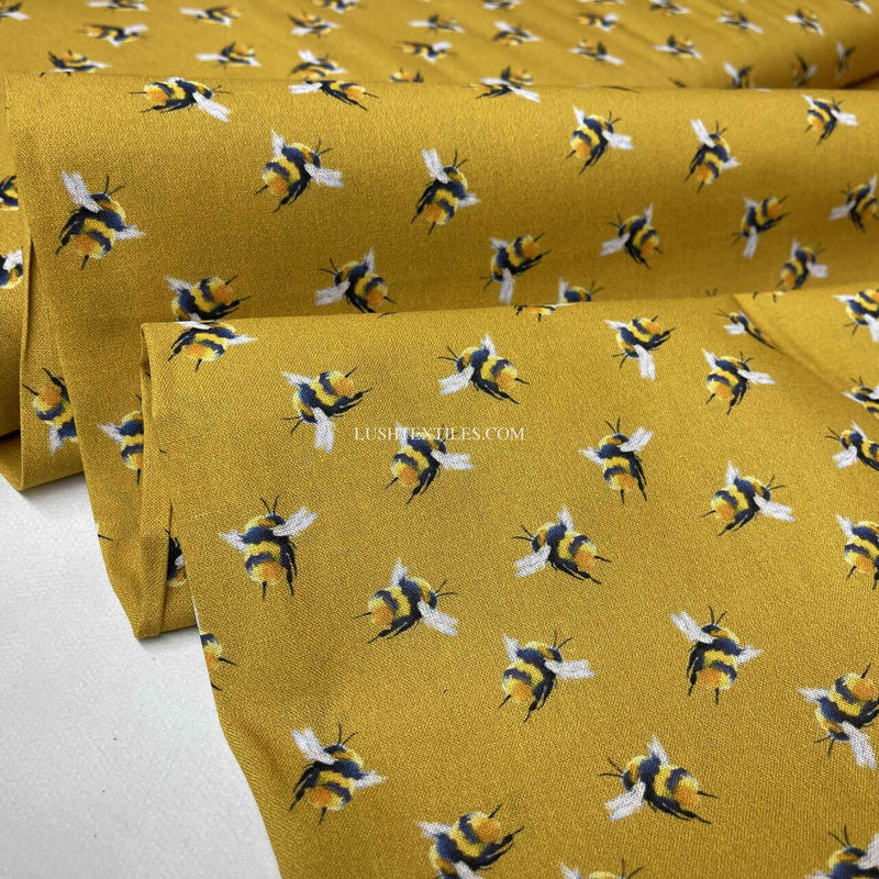 Bumblebee Digital Cotton Craft Bee Fabric 140cm, Mustard