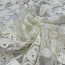 Chantilly Floral Rope Pattern Lace Net Frill Dress Fabric, Cream - Bull Ring Fabrics