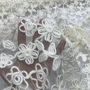 Chantilly Floral Rope Pattern Lace Net Frill Dress Fabric, Cream - Bull Ring Fabrics