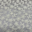 Chantilly Floral Rope Pattern Lace Net Frill Dress Fabric, Cream - Bull Ring Fabrics
