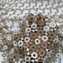 Chantilly Lace Net Frill Dress Fabric, Brown/White - Bull Ring Fabrics