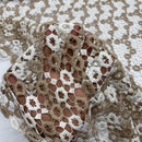 Chantilly Lace Net Frill Dress Fabric, Brown/White - Bull Ring Fabrics
