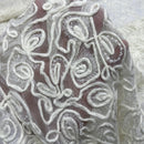 Chantilly Rope Pattern Lace Net Frill Dress Fabric, Cream - Bull Ring Fabrics