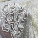 Chantilly Rope Pattern Lace Net Frill Dress Fabric, Cream - Bull Ring Fabrics