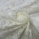 Chantilly Rope Pattern Lace Net Frill Dress Fabric, Cream - Bull Ring Fabrics