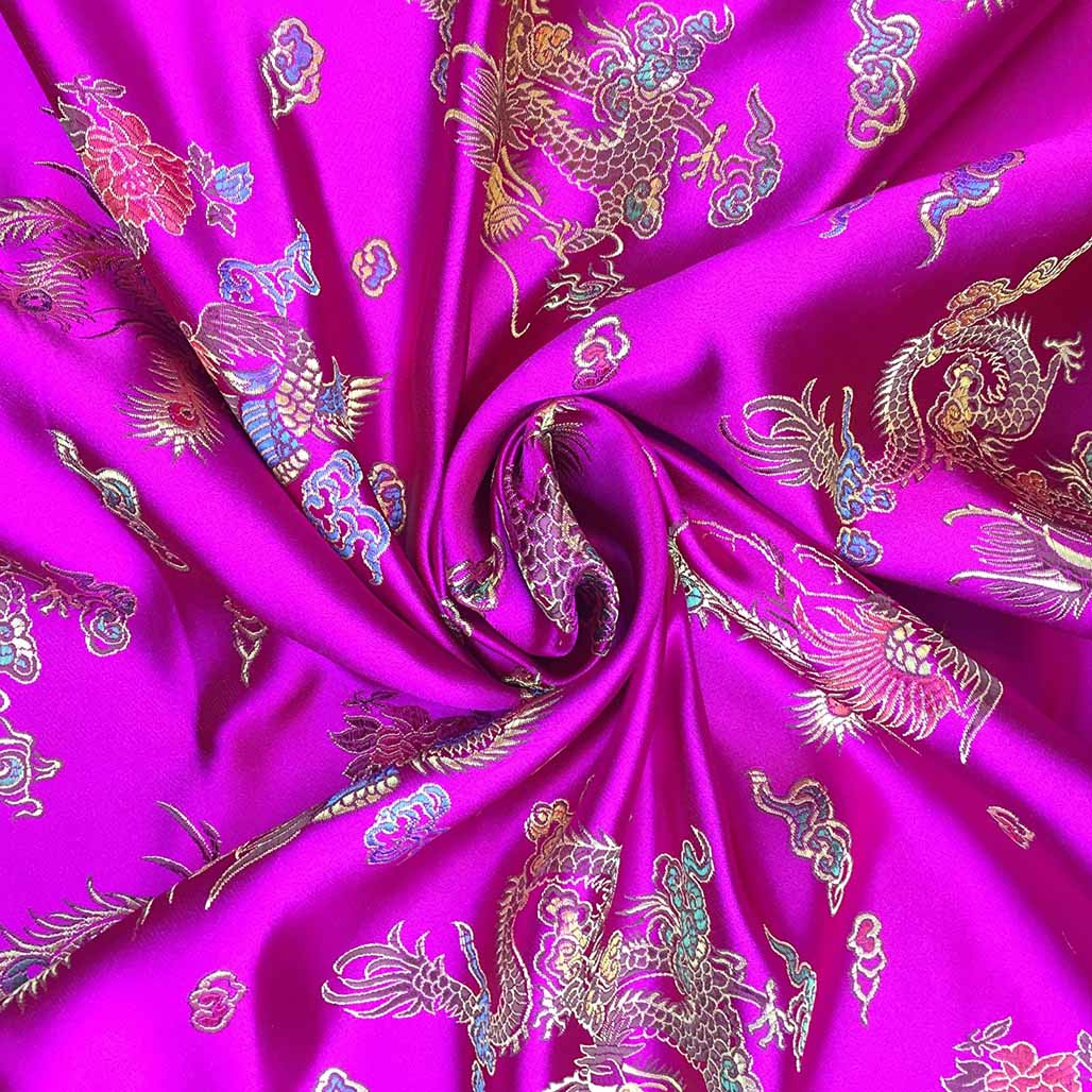 Chinese Dragon Silk Brocade Dress Fabric - Bull Ring Fabrics