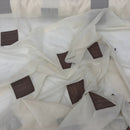 Chocolate Brown Suede Patch Voile Net Curtain Fabric, Cream - Bull Ring Fabrics