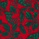 Christmas Polycotton Fabric Hollies & Berries Xmas Crafts 45" - Bull Ring Fabrics