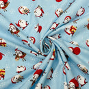 Christmas Santa & Rudolf Xmas Print Cotton Fabric, Blue - Bull Ring Fabrics