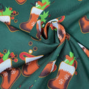 Christmas Stockings Polyester Bi-Stretch Fabric, Green - Bull Ring Fabrics