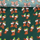 Christmas Stockings Polyester Bi-Stretch Fabric, Green - Bull Ring Fabrics