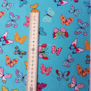 Colourful Butterflies Rose & Hubble Cotton Poplin Fabric, Mint - Bull Ring Fabrics