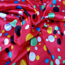 Colourful Polka Dot Spots Spotty Satin Dress Fabric 60", Red - Bull Ring Fabrics